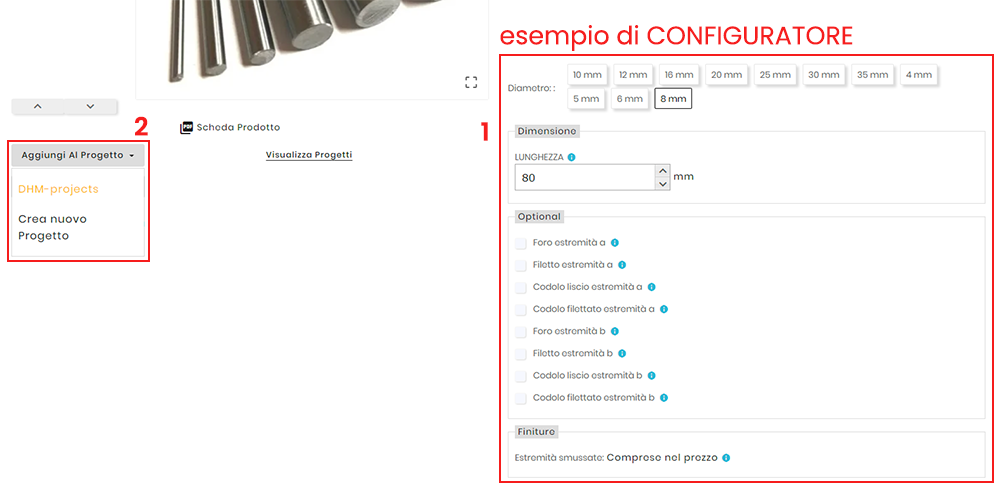 aggiungere a progetto un prodotto configurabile